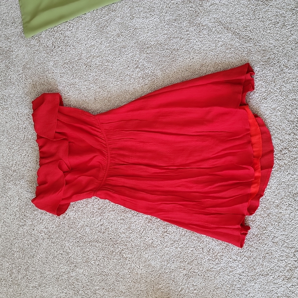 Strapless red dress